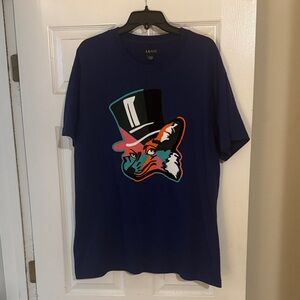 Akoo Navy Blue Graphic Tee with Top Hat Design